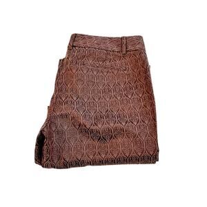 Tahari Jacquard Printed Brown Flared Slack Pants Size 8